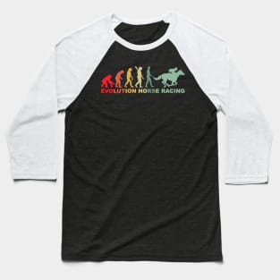Evolution Horse Racing Retro Equestrian Derby Suit Tee, Kentucky Men Women Jockey Silhouette Design Baseball T-Shirt